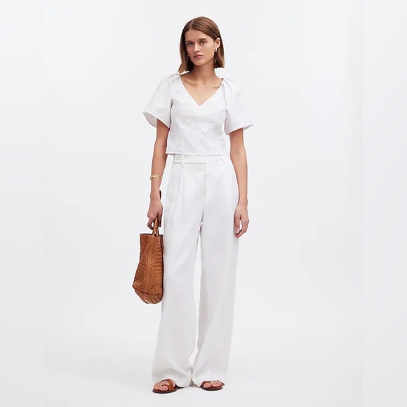 Madewell Darted V-Neck Top in Floral • size 0 • eyelet white • NP007 - Picture 2 of 11